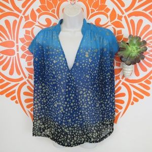 CAbi Sheer Blue Flowy Wrap Blouse